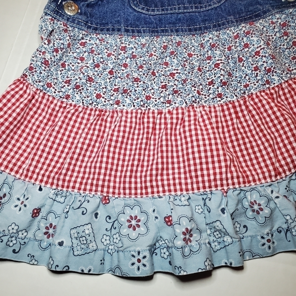 Vintage OshKosh Tier Overall Jumper Dress Sz 3-6 M - Picture 3 of 6
